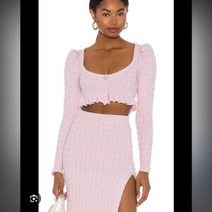 RARE Revolve LPA Charlotte Midi Skirt medium & Soren Cropped Sweater Small